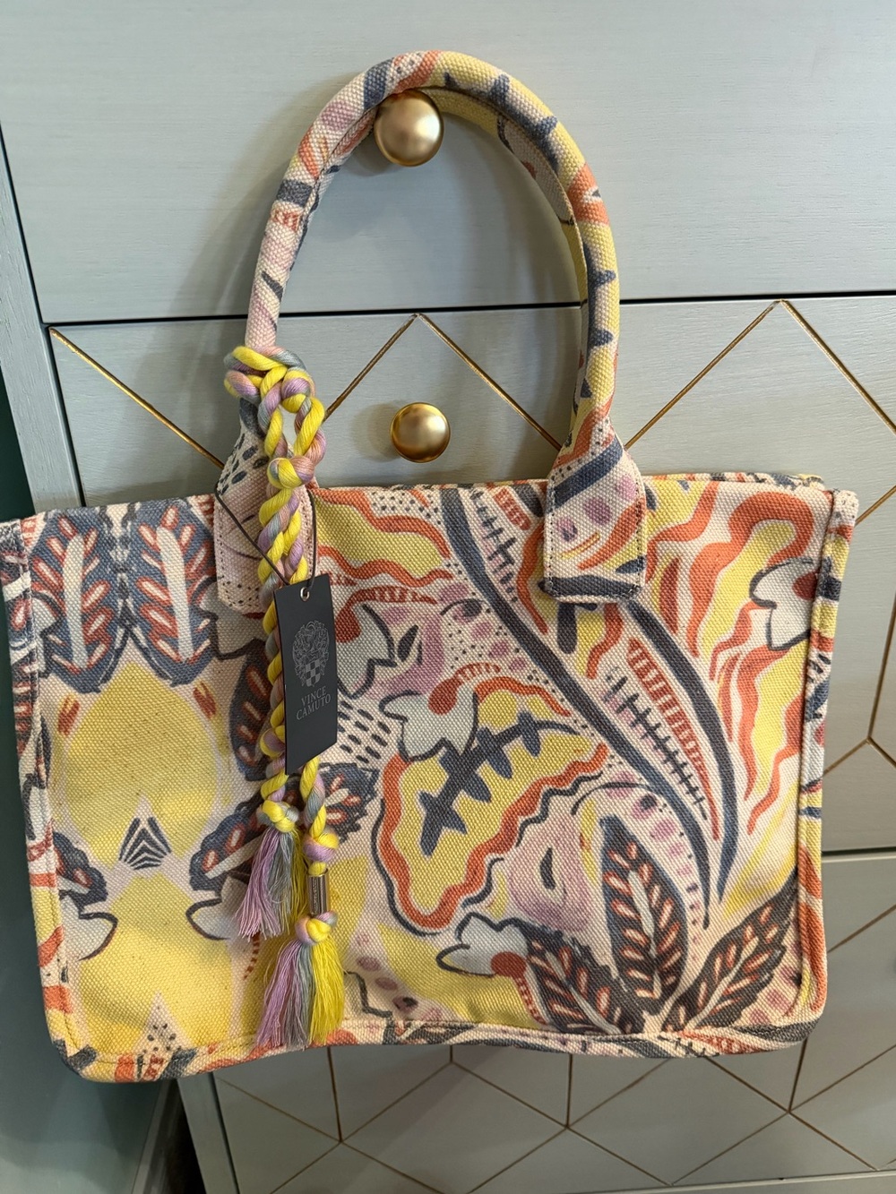 Canvas Paisley Tote Bag - Yellow Multi